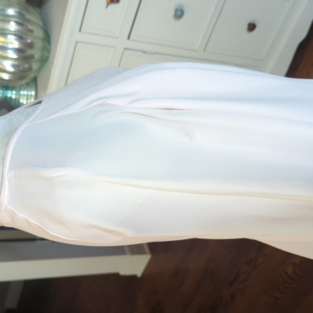 New Pink Dress Calvin Klein Soft Blush Long Sheer Sleeves Crepe Party Sz 12 - Picture 4 of 10